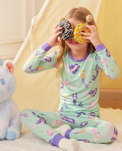 Bamboo Baby Boys Girls Pajama Sets 2-8Y Toddler Kids Softness Two Piece Long-Sleeve Snug fit Sleepwear Pjs Blue Bunny in Kuwait