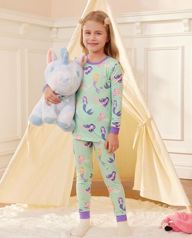 Bamboo Baby Boys Girls Pajama Sets 2-8Y Toddler Kids Softness Two Piece Long-Sleeve Snug fit Sleepwear Pjs Blue Bunny in Kuwait