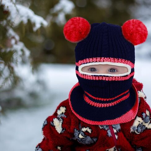 2 Pcs Baby Winter Hat Scarf Set Toddler Winter Hat Infant Beanie Hat Toddler Balaclava Earflap Hat for 1-5 Year Old Girl Boy (Pink, Black) in Saudi Arabia