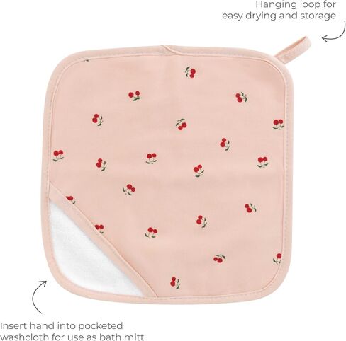 Ely's & Co. Baby Towel Wash Cloth Pink Cherries, 3 Pack Thick Absorbent 100% Cotton Terry in Kuwait