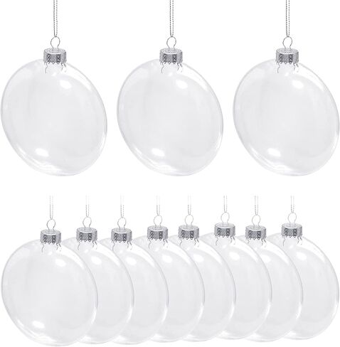 Clear Plastic Ball Ornaments for Crafts Fillable - 12 Pack Bulk, 80mm 3.15" Transparent Shatterproof Christmas Ornaments for DIY Crafts to Paint Or Fill by 4E's Novelty in Saudi Arabia