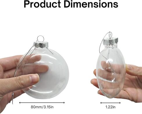 Clear Plastic Ball Ornaments for Crafts Fillable - 12 Pack Bulk, 80mm 3.15" Transparent Shatterproof Christmas Ornaments for DIY Crafts to Paint Or Fill by 4E's Novelty in Saudi Arabia
