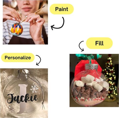 Clear Plastic Ball Ornaments for Crafts Fillable - 12 Pack Bulk, 80mm 3.15" Transparent Shatterproof Christmas Ornaments for DIY Crafts to Paint Or Fill by 4E's Novelty in Saudi Arabia