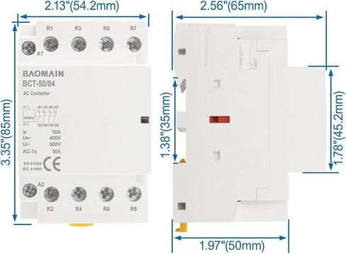 Baomain AC Contactor HC1-40/04 120V 40A Coil 4 Pole 4NC مغلق عادة (N / C) التحكم في الدائرة العالمية 35 مم DIN Rail Mount in Kuwait
