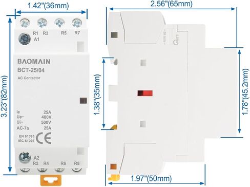 Baomain AC Contactor HC1-40/04 120V 40A Coil 4 Pole 4NC Normally Closed(N/C) Universal Circuit Control 35mm DIN Rail Mount in Saudi Arabia