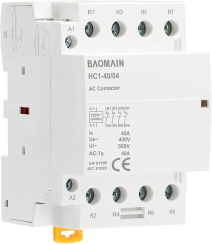 Baomain AC Contactor HC1-40/04 120V 40A Coil 4 Pole 4NC مغلق عادة (N / C) التحكم في الدائرة العالمية 35 مم DIN Rail Mount in Kuwait