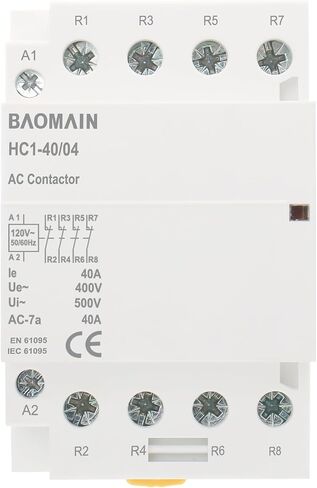 Baomain AC Contactor HC1-40/04 120V 40A Coil 4 Pole 4NC مغلق عادة (N / C) التحكم في الدائرة العالمية 35 مم DIN Rail Mount in Kuwait