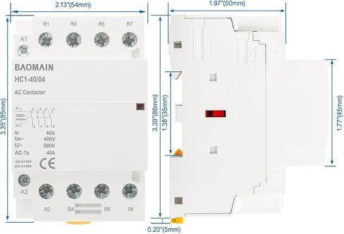 Baomain AC Contactor HC1-40/04 120V 40A Coil 4 Pole 4NC مغلق عادة (N / C) التحكم في الدائرة العالمية 35 مم DIN Rail Mount in Kuwait