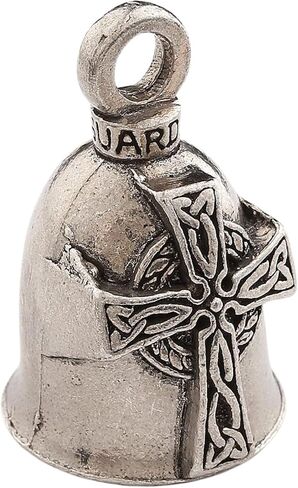 Guardian Bell Celtic Cross Guardian Bell Good Luck Bell w/Keyring & Black Velvet Gift Bag | Motorcycle Bell | Lead-Free Pewter | Good Luck Gift to Friends & Family | Bike Bell | Made in USA in Kuwait