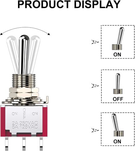 DIYhz تبديل التبديل AC 5A/125V 2A/250V 3 محطات دبوس تشغيل/على 2 موقف SPDT تبديل التبديل مصغرة مصغرة تبديل لوحة القيادة سيارة داش، 10 قطع in Saudi Arabia