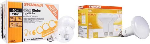 SYLVANIA Incandescent G25 Décor Globe Light Bulb, 40W, Dimmable, E26 Medium Base, Clear, 2850K, Warm White - 6 Pack (14191) in Kuwait