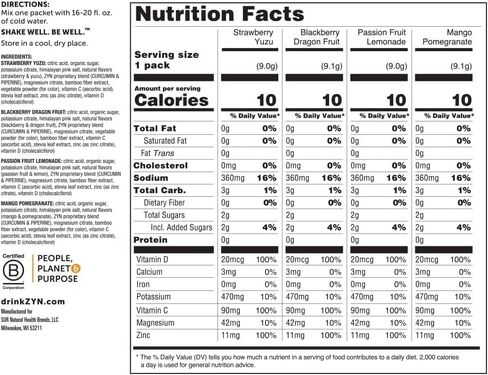 ZYN Turmeric Electrolyte Drink Mix for Gut Health Hydration Packets with Vitamins, Zinc & Curcumin, Recovery, Low Sugar Packets with Piperine, Variety, 16 Pack in Saudi Arabia