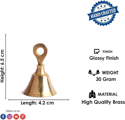 SATVIK 6 Pc Set of Brass Bell with Hanging Loops Coaster Beach Decoration Item Vintage Style Indian Bell with Jingle Ring, Wedding Bell, Christmas Bell, Cow, Elephant Bell (Small) in Saudi Arabia