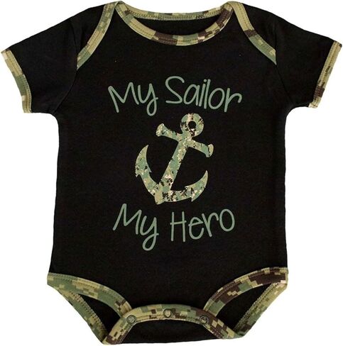 Trooper Clothing Little Sailor Baby 2 Pk U.S. Navy Bodysuits NWU Camo & Black (3-6 Months) in Kuwait