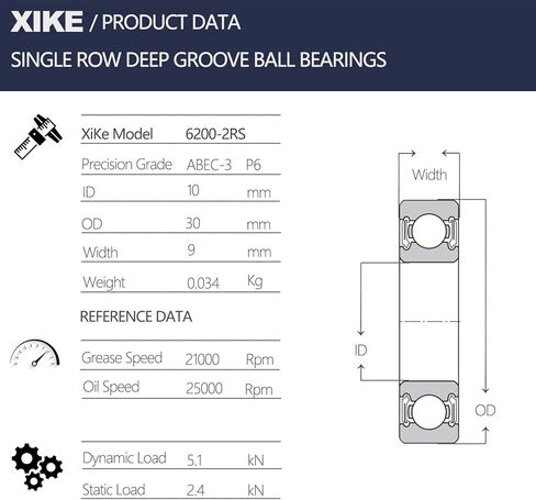 XiKe 10 Pcs 6209-2RS Double Rubber Seal Bearings 45x85x19mm, Pre-Lubricated and Stable Performance and Cost Effective, Deep Groove Ball Bearings. in Saudi Arabia