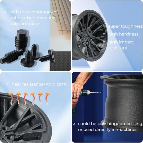 PRILINE Carbon Fiber Polycarbonate 1KG 1.75 3D Printer Filament, 1kg 1.75 mm,Black in Saudi Arabia