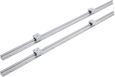 Happybuy Linear Rail 2PCS SBR12-1000mm، دليل خطي 2xLinear دليل القضبان و4xSquare نوع النقل كتل تحمل، مجموعة السكك الحديدية CNC، القضبان الخطية ومجموعة المحامل، للآلات والمعدات الآلية in Saudi Arabia