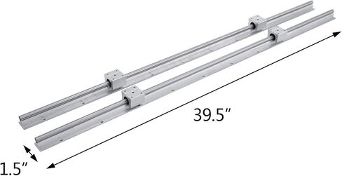 Happybuy Linear Rail 2PCS SBR12-1000mm، دليل خطي 2xLinear دليل القضبان و4xSquare نوع النقل كتل تحمل، مجموعة السكك الحديدية CNC، القضبان الخطية ومجموعة المحامل، للآلات والمعدات الآلية in Saudi Arabia