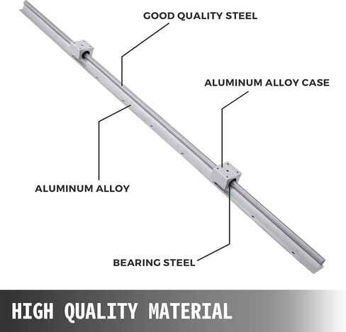 Happybuy Linear Rail 2PCS SBR12-1000mm، دليل خطي 2xLinear دليل القضبان و4xSquare نوع النقل كتل تحمل، مجموعة السكك الحديدية CNC، القضبان الخطية ومجموعة المحامل، للآلات والمعدات الآلية in Saudi Arabia