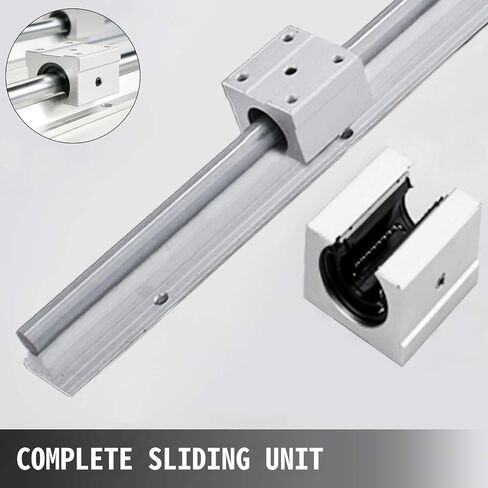 Happybuy Linear Rail 2PCS SBR12-1000mm، دليل خطي 2xLinear دليل القضبان و4xSquare نوع النقل كتل تحمل، مجموعة السكك الحديدية CNC، القضبان الخطية ومجموعة المحامل، للآلات والمعدات الآلية in Saudi Arabia