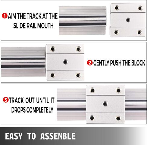 Happybuy Linear Rail 2PCS SBR12-1000mm، دليل خطي 2xLinear دليل القضبان و4xSquare نوع النقل كتل تحمل، مجموعة السكك الحديدية CNC، القضبان الخطية ومجموعة المحامل، للآلات والمعدات الآلية in Saudi Arabia