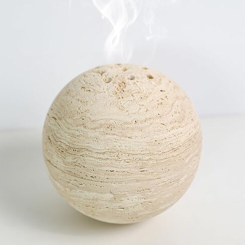 100% Natural Travertine Spherical Incense Burner, Manual Incense Burner Holder, Ideal for smudging, Incense Burning, Ritual Purpose, Decoration etc. in Saudi Arabia