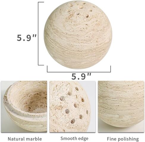 100% Natural Travertine Spherical Incense Burner, Manual Incense Burner Holder, Ideal for smudging, Incense Burning, Ritual Purpose, Decoration etc. in Saudi Arabia