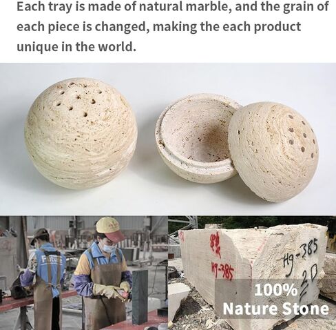 100% Natural Travertine Spherical Incense Burner, Manual Incense Burner Holder, Ideal for smudging, Incense Burning, Ritual Purpose, Decoration etc. in Saudi Arabia