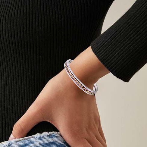 Gold Cuff Bracelets Adjustable Open Engraved Bangle Bracelets Stainless Steel Jewelry Birthday Halloween Christmas Gifts for Women Men in Kuwait