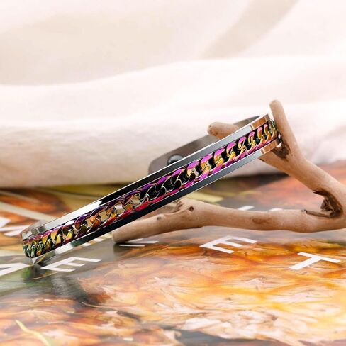 Gold Cuff Bracelets Adjustable Open Engraved Bangle Bracelets Stainless Steel Jewelry Birthday Halloween Christmas Gifts for Women Men in Kuwait