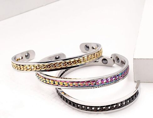 Gold Cuff Bracelets Adjustable Open Engraved Bangle Bracelets Stainless Steel Jewelry Birthday Halloween Christmas Gifts for Women Men in Kuwait