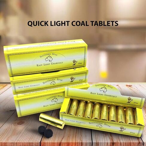 أقراص فحم البخور سريعة الإضاءة من Southern Star - قوالب حرق البخور متوسطة الحجم، 27 مم، 120 قرص فحم طبيعي خالٍ من الرائحة في 45 دقيقة. حرق الوقت in Kuwait