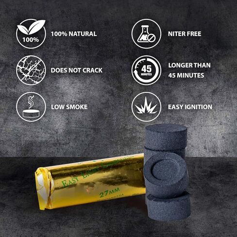 أقراص فحم البخور سريعة الإضاءة من Southern Star - قوالب حرق البخور متوسطة الحجم، 27 مم، 120 قرص فحم طبيعي خالٍ من الرائحة في 45 دقيقة. حرق الوقت in Kuwait