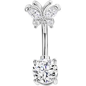 14 Gauge 316L Surgical Steel Belly Button Ring CZ Belly Ring Dangling Piercing Jewelry Barbells Clear Cubic Zirconia Navel Rings Silver Screw Bar 10 mm Screw on Piercing Stud Ball End 14G in Kuwait
