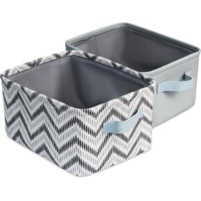 MY LITTLE ZONE Canva Fabric Small Collapsible Storage Bins for Baby Boys and Girls, Dinosaur - Baskets for Shelves with Handles - Dino Safari, 9.8" x 5.5" x 7.9" , Blue-White, 2 Pack in Kuwait