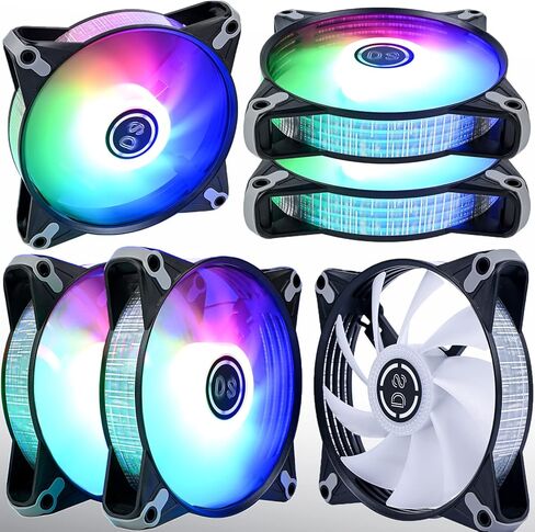 DS White Rainbow RGB LED 120mm Case Fan for PC Cases, CPU Coolers, Radiators System (6 Pack RGB Fans kit, E Series) in Saudi Arabia