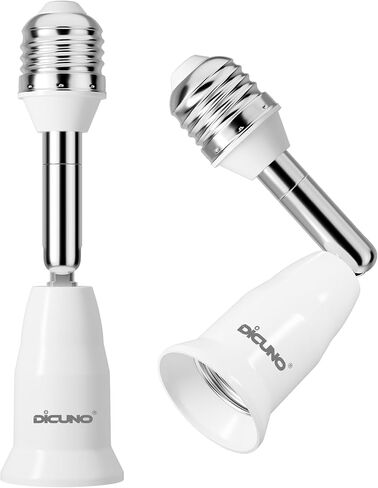 DiCUNO E26 4.5 Inch/11.5CM Extension Socket Extender Adapter, E26 to E26 Adjustable Extension, Flexible Medium Light Bulb Socket Converter, 180 Degree Bendable (2-Pack) in Saudi Arabia