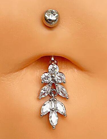 14 Gauge 316L Surgical Steel Belly Button Ring CZ Belly Ring Dangling Piercing Jewelry Barbells Clear Cubic Zirconia Navel Rings Silver Screw Bar 10 mm Screw on Piercing Stud Ball End 14G in Kuwait