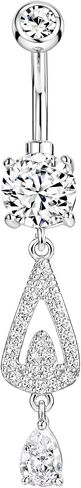 14 Gauge 316L Surgical Steel Belly Button Ring CZ Belly Ring Dangling Piercing Jewelry Barbells Clear Cubic Zirconia Navel Rings Silver Screw Bar 10 mm Screw on Piercing Stud Ball End 14G in Kuwait