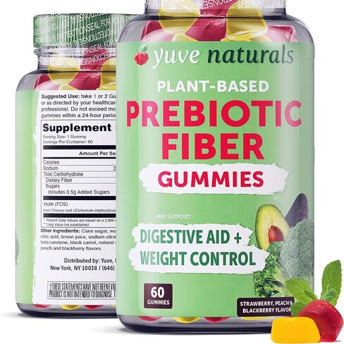 Yuve Fiber Gummies - Delicious - 3g Soluble Fiber Gummy Supplement - Supports Digestive Health & Regularity - Vegan & Gluten-Free Fiber Gummies for Adults & Women - Non-GMO & Low Sugar - 60Ct (2 Pack) in Kuwait