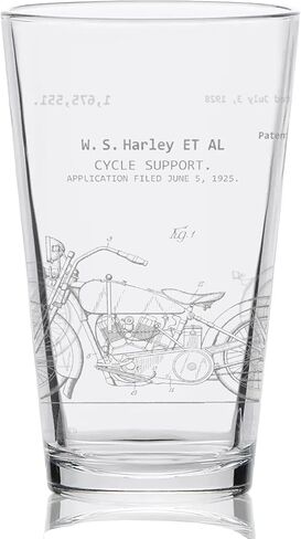 BICYCLE PATENT - 1890 Engraved Beer Pint Glass | Inspired by Historical Inventions Innovations & Machines | Great Collectible Gift Idea & Unique Decor! in Saudi Arabia