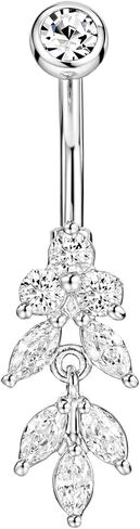 14 Gauge 316L Surgical Steel Belly Button Ring Fishtail Belly Ring Dangling Piercing Jewelry Barbells Clear Cubic Zirconia Navel Rings Silver Screw Bar 10 mm Screw on Piercing Stud Ball End 14G in Kuwait