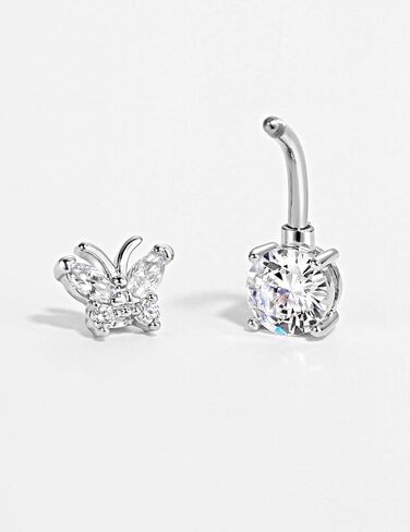 14 Gauge 316L Surgical Steel Belly Button Ring Fishtail Belly Ring Dangling Piercing Jewelry Barbells Clear Cubic Zirconia Navel Rings Silver Screw Bar 10 mm Screw on Piercing Stud Ball End 14G in Kuwait
