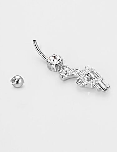 14 Gauge 316L Surgical Steel Belly Button Ring Twisted CZ Belly Ring Dangling Piercing Jewelry Barbells Clear Cubic Zirconia Navel Rings Silver Screw Bar 10 mm Screw on Piercing Stud Ball End 14G in Kuwait