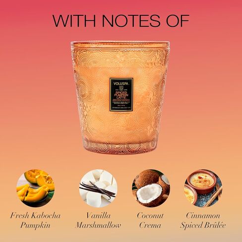 Voluspa Gilt Pomander & Hinoki Candle | 3 Wick Glass Hearth | 38 oz. | Coconut Wax and Natural Wicks for a Cleaner Burn | Vegan in Saudi Arabia