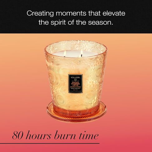 Voluspa Gilt Pomander & Hinoki Candle | 3 Wick Glass Hearth | 38 oz. | Coconut Wax and Natural Wicks for a Cleaner Burn | Vegan in Saudi Arabia