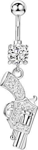 14 Gauge 316L Surgical Steel Belly Button Ring Lock Belly Ring Lock Dangling Piercing Jewelry Barbells Clear Cubic Zirconia Navel Rings Silver Screw Bar 10 mm Screw on Piercing Stud Ball End 14G in Kuwait