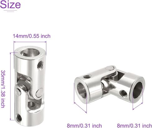 DMiotech 5 حزمة 4 مم إلى 4 مم ضياء داخلي قابل للتدوير عمود التوجيه العالمي U وصلة توصيل L23 × D9 موصل مقرنة مع برغي للطابعة ثلاثية الأبعاد، آلة CNC in Saudi Arabia
