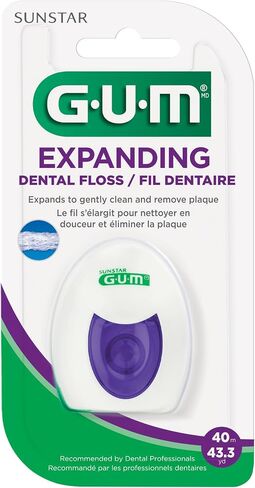 GUM Deep Clean Expanding Dental Floss - Waxed Woven Floss - Effective Plaque Removal for Tight Teeth - Unflavored in Saudi Arabia