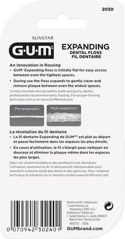 GUM Deep Clean Expanding Dental Floss - Waxed Woven Floss - Effective Plaque Removal for Tight Teeth - Unflavored in Saudi Arabia
